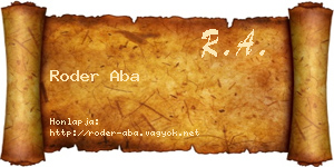 Roder Aba névjegykártya